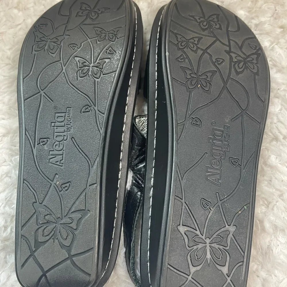 Alegria Ver-691 leather black embossedstraps sandals size 41
